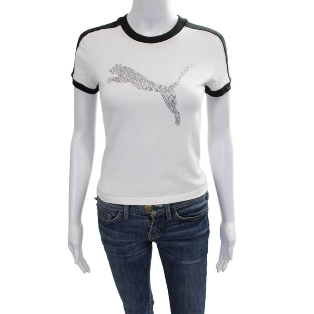 Fenty Puma by Rihanna Women Ringer Tee White Crewneck Short Sleeve Size XS